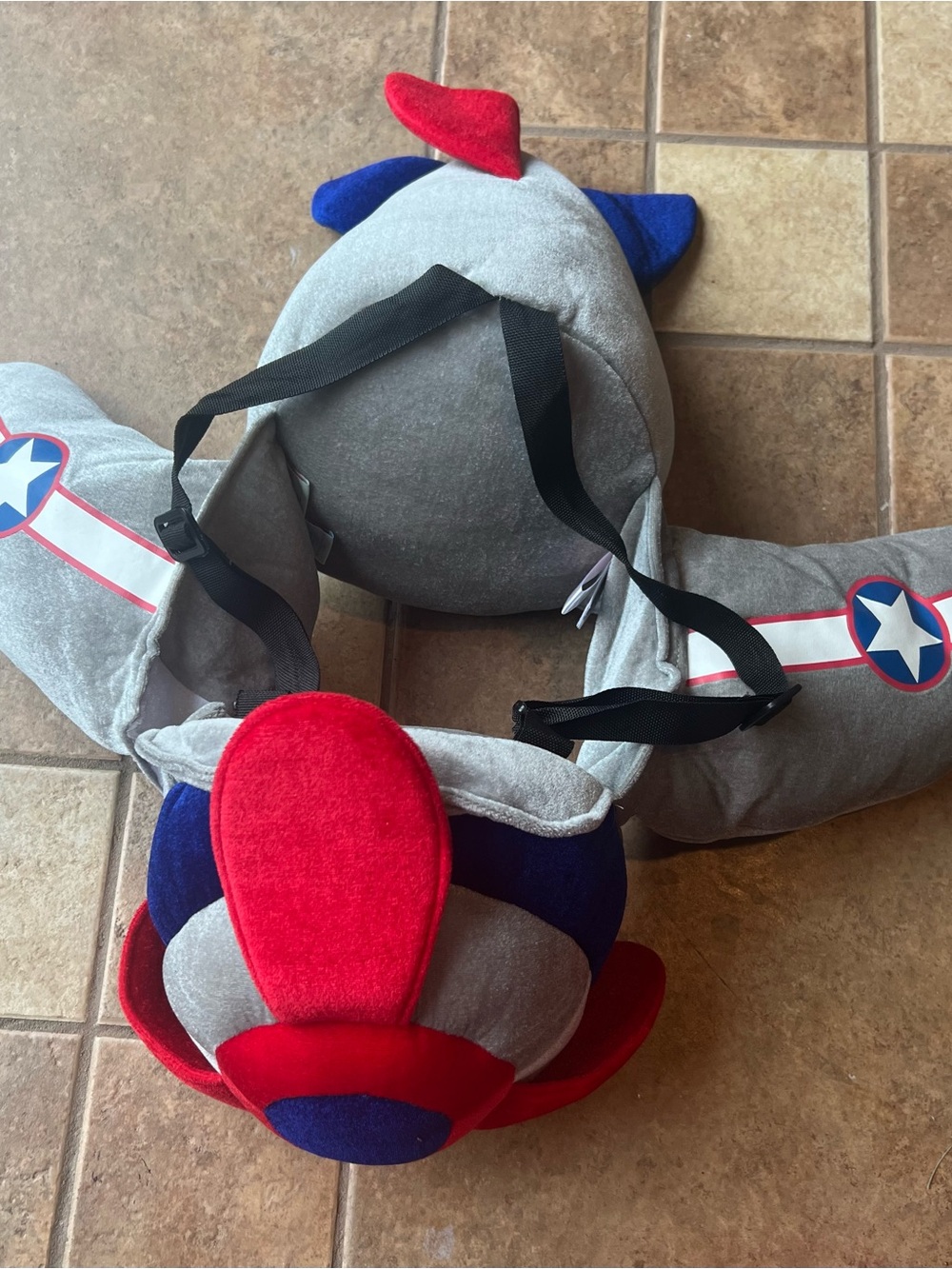 Kids Plush Airplane Costume - Gray, Red & Blue